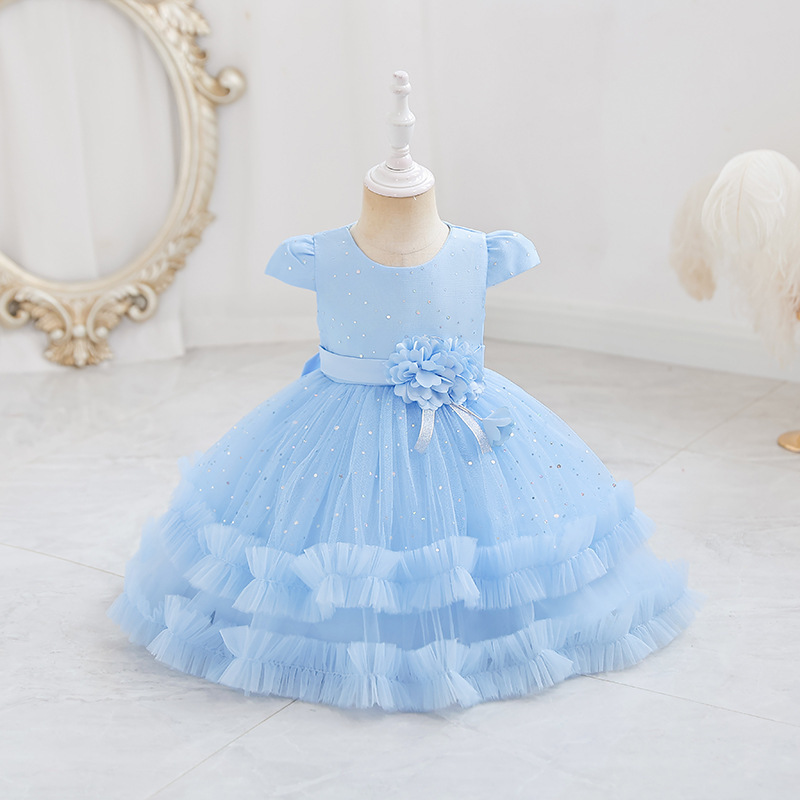 Summer Beautiful Casual Little Girls kids plain luxury clothes toddler clothing dresses baby girls dress