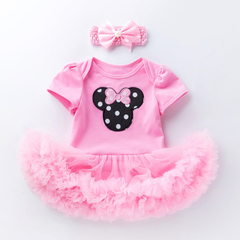 hot selling infant clothing summer baby girl dress short-sleeved princess dress 0-2 years baby birthday suit tutu skirt