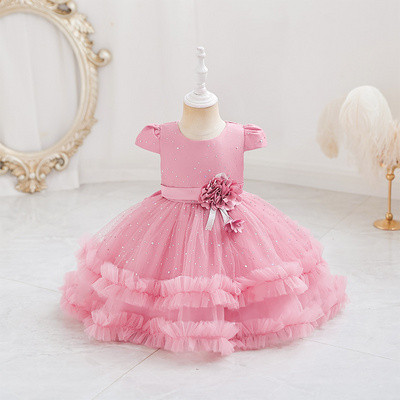 Summer Beautiful Casual Little Girls kids plain luxury clothes toddler clothing dresses baby girls dress