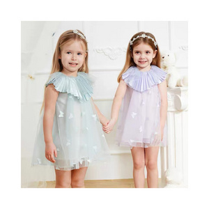 yalindars ruched Neck Sleeveless A-Line Baby Dresses cute appliqued butterfly fluffy  tutu tulle party dress