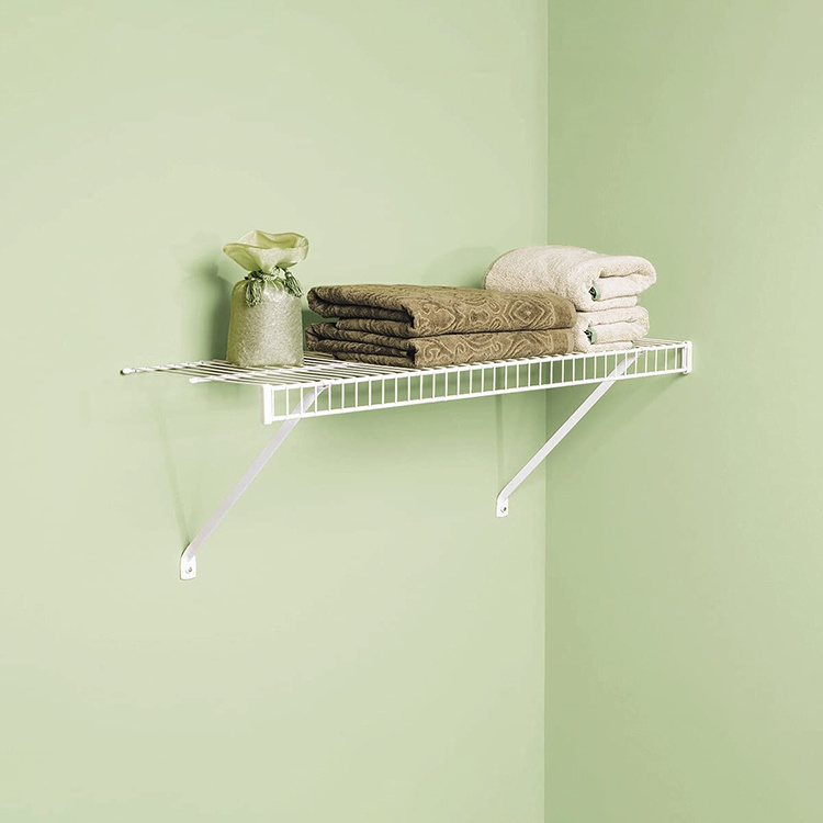 JH-Mech White 4 ft Wire Shelving System for Laundry Rooms Linen Closets or Basements Hanging Wire Shelf