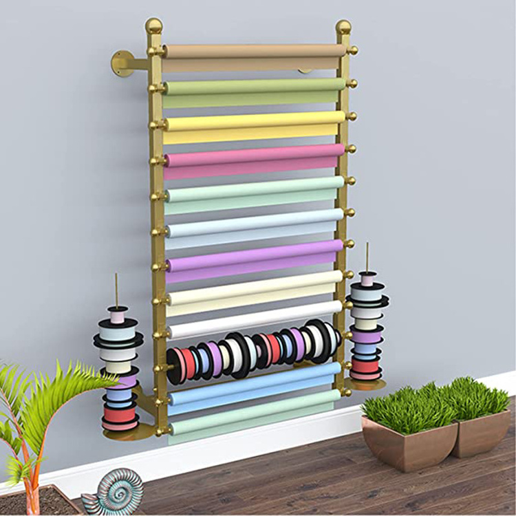 JH-Mech Scarf Stand Organizer Space Saver Silm Ribbon Rack Sturdy and Stable Wall Hanging Wrapping Metal Paper Display Racks