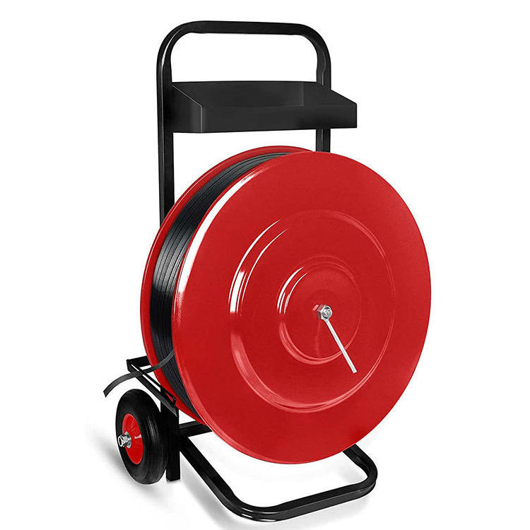 JH-Mech Reel Dispenser Strapping 500mm with Large Storage Tray Metal Strapping Cart for Cord PP PET