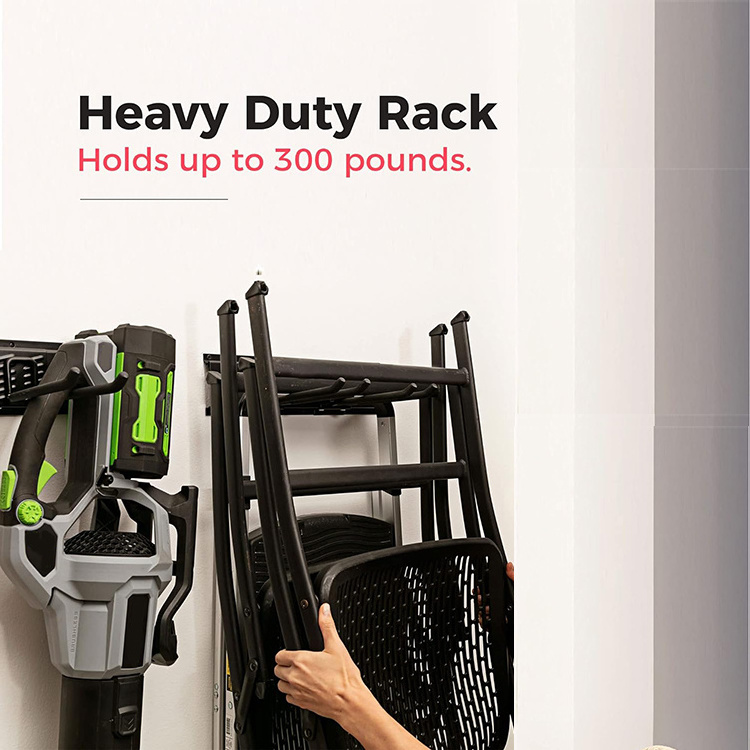 JH-Mech Garden Storage System 300lbs Capacity Sturdy Storage Rack with Adjustable Hooks Wall Mount Garden Tool Organizer