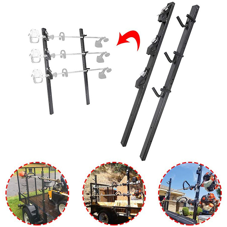 JH-Mech 3 Place Weedeater Line Holder with Locks Compatible with Enclosed Trailers Landscaping Trucks Trimmer Rack