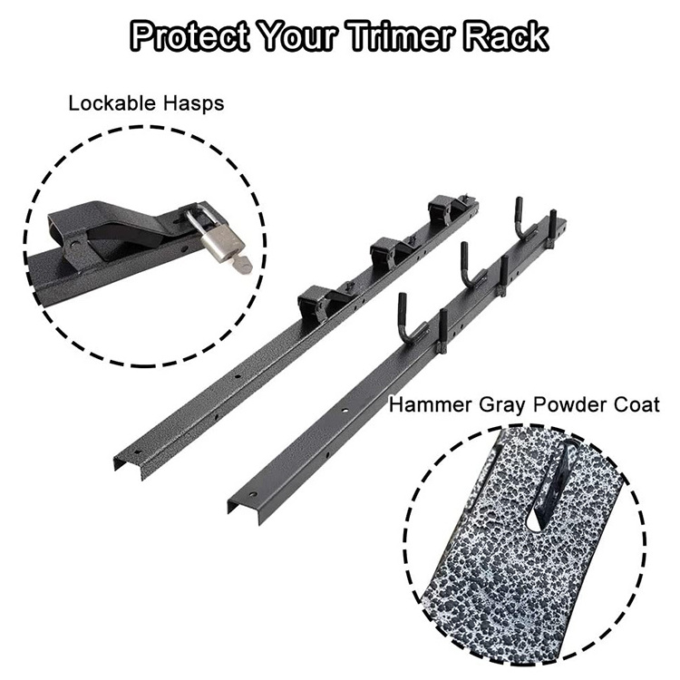 JH-Mech 3 Place Weedeater Line Holder with Locks Compatible with Enclosed Trailers Landscaping Trucks Trimmer Rack