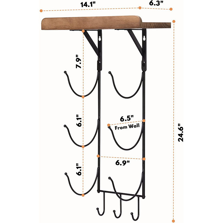 JH-Mech Black Metal Bath Towel Holder Storage Hand Towels with Wood Shelf and 3 Hooks Wall Mounted Bathroom Towel Rack