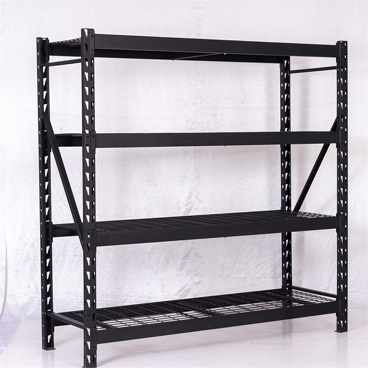 JH-Mech Boltless Shelves Metal Custom Black Powder Coated Metal Boltless 4 Tier Garage Shelves Storage Rack Units