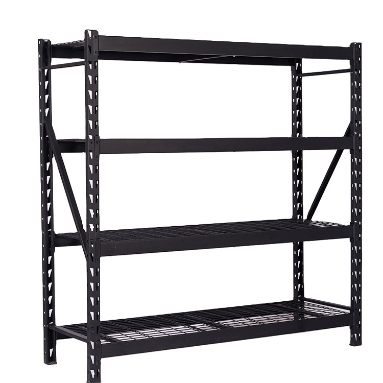 JH-Mech Boltless Shelves Metal Custom Black Powder Coated Metal Boltless 4 Tier Garage Shelves Storage Rack Units