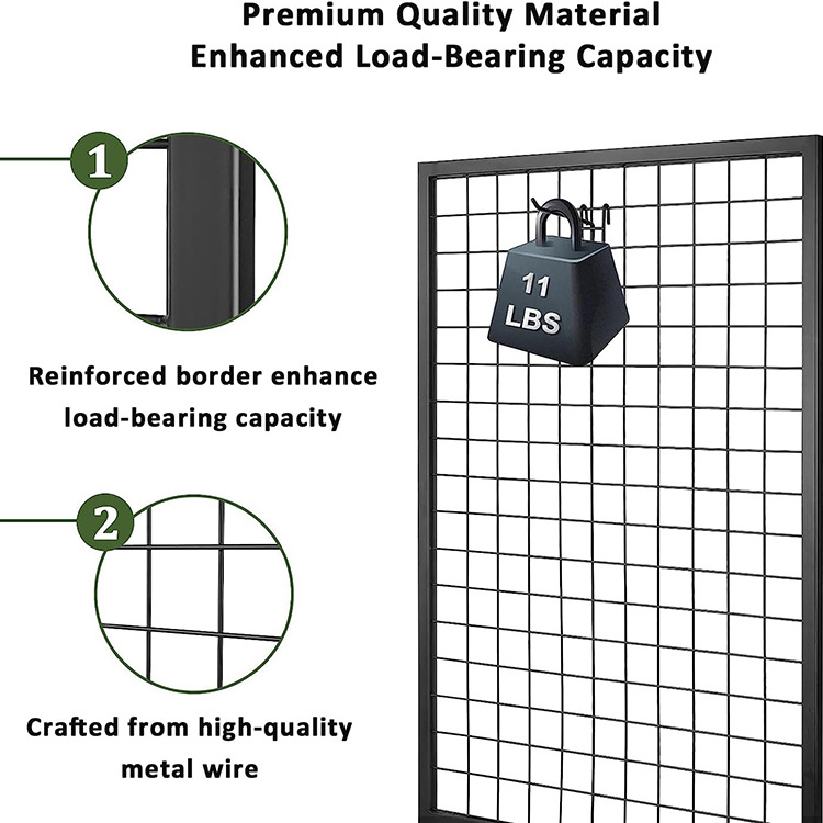 JH-Mech Grid Wall Panel Tower with T-Base Wheels Floorstanding Double Side Heavy Detachable Grid Wall Panels Supermarket Shelves