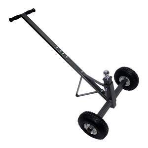 JH-Mech Carbon Steel Wheels 600 Pound Capacity Hitch Ball Height Flat Free Tires Black Adjustable Trailer Dolly