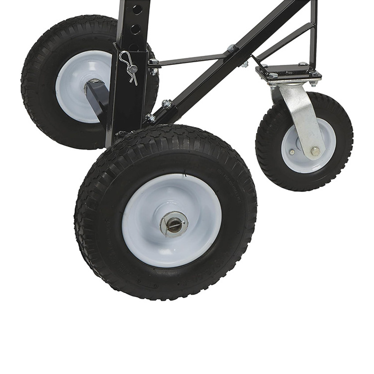 JH-Mech Stability Hand Truck Trailer 800 Lb Capacity with Caster Adjustable Black Powder Coated Trailer Dolly