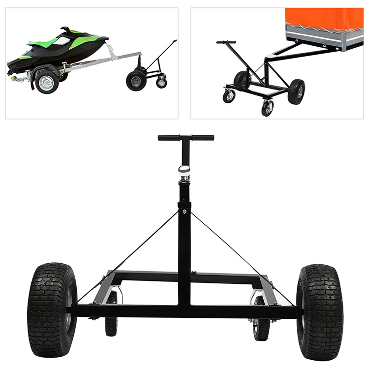 JH-Mech Convenient Tow Dolly Trailer 4 Wheel Adjustable for Moving Site Transportation Carbon Steel Boat Trailer Dolly