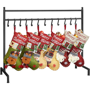 JH-Mech Stocking Rack with 12 Hooks Free Standing Heavy Duty Metal Tubes with Stable Base Christmas Stocking Holder Stand