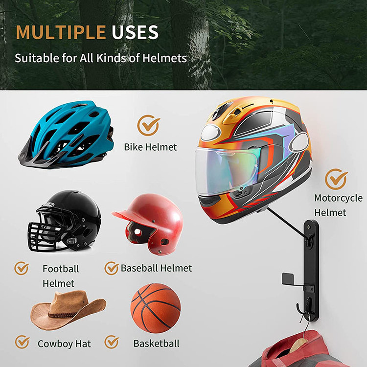 JH-Mech Motorcycle Helmet Holder Easy to Install and Wide Applications Wall Mount Strong and Durable Helmet Rack