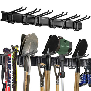 JH-Mech Garage Storage Wall Mount Organizer 15 PCS Tool Storage Rack Heavy Duty Garden Tool Rack for Rake Shovel Lawn