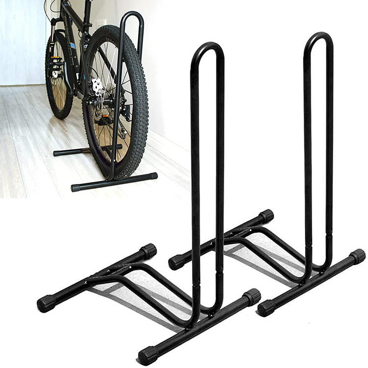 JH-Mech Holds 1-2 Bikes Mountain and Road Bicycle Floor Parking Storage Stand for Indoor Outdoor Garage Freestanding Bike Stand