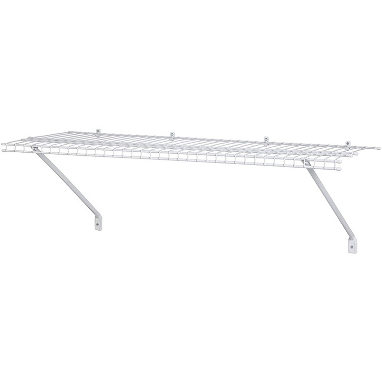 JH-Mech White 4 ft Wire Shelving System for Laundry Rooms Linen Closets or Basements Hanging Wire Shelf