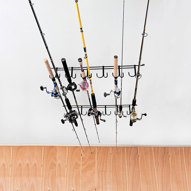 JH-Mech Mounted Storage Racks for Rods Ceiling or Wall Mount for Poles in Garage Boat Fishing Rod Garage Ceiling Rack