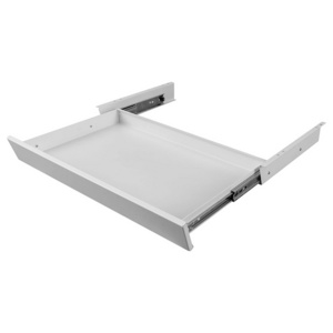 JH-Mech Stand Up Office Sliding Back Clearance Beneath Desks and Tables White Metal Under Desk Drawer