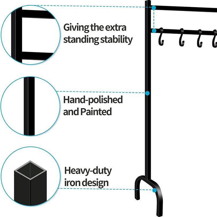 JH-Mech Multi-Purpose Utility Holiday Decor Heavy Duty Stocking Hangers Iron Metal Freestanding Christmas Stocking Holder Stand