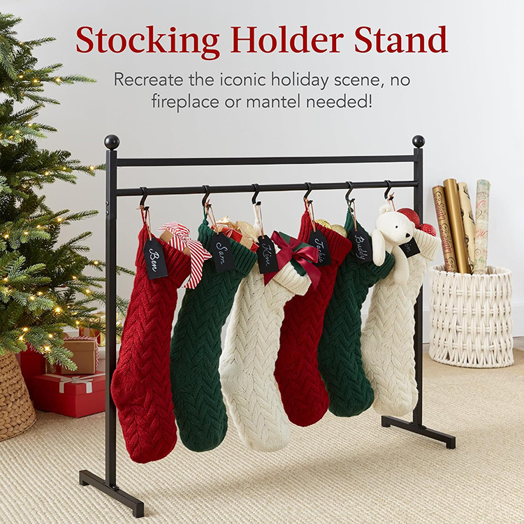 JH-Mech 3ft Christmas Stocking Holder Stand Easy Assemble Metal Christmas Village Stocking Holders for Home Floor Living Room