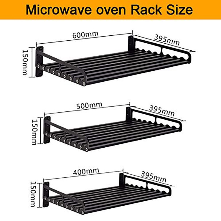 JH-Mech Microwave Oven Rack Solid and Lightweight Organized Neat Kitchen Shelf Wall Mounted Microwave Wall Shelf