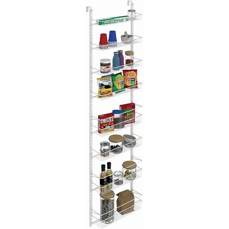 JH-Mech Utility and Durable Adjustable Organizer Rack with Baskets Wall or Over Door Mount Kitchen Pantry Organizer for Pantry C