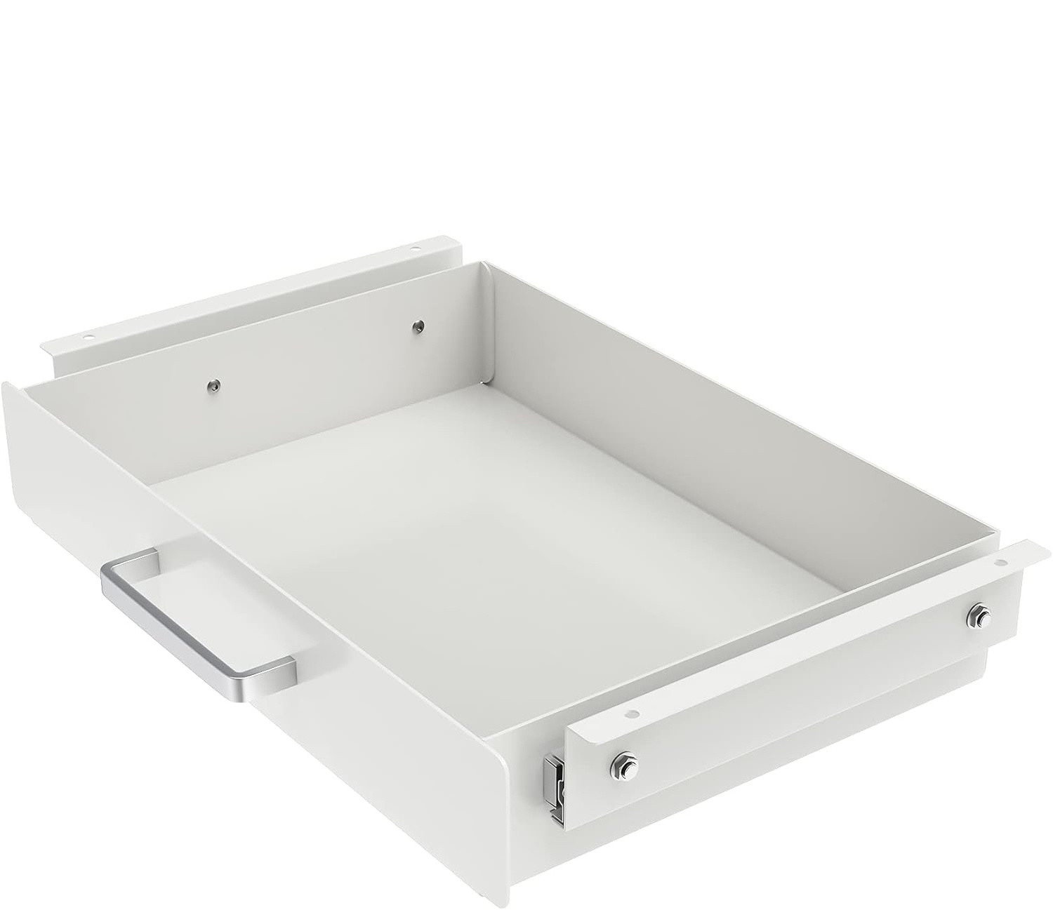 JH-Mech Hidden Desktop Storage  Drawer Easy Slide-Out White Durable Metal Under Desk Storage Drawer