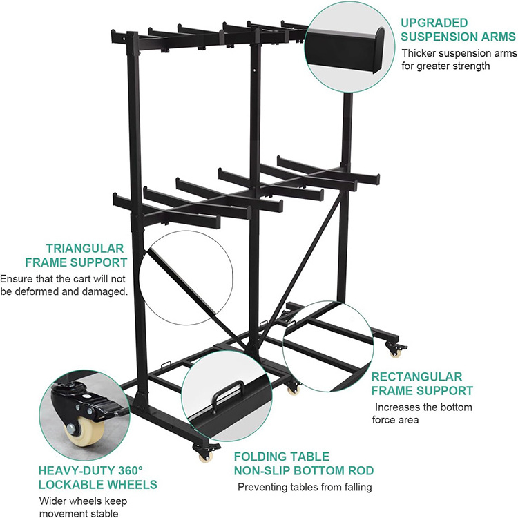 JH-Mech Folding Chair Rack Thickened Two Tier 800Lbs Capacity Heavy Duty Folding Chair Storage and Transport Cart