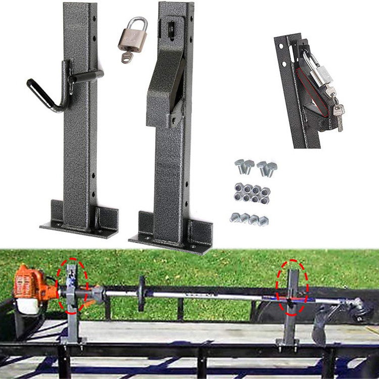 JH-Mech Easy to install Trim line Holder Fit for Open Landscape Trailers Racks Sturdy Steel Locking Single Trimmer Rack