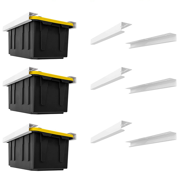 JH-Mech White Heavy Gauge Powder Coated Steel and Easy to Install Overhead Storage Rack for Garage or Shed