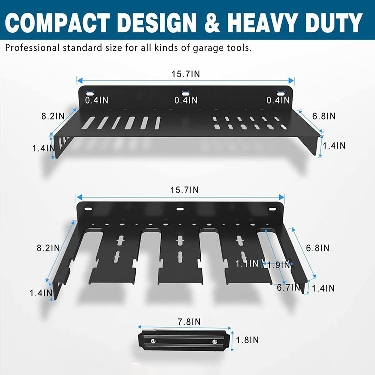 JH-Mech Metal Shelf Utility Racks Shelves for Garage Storage Pegboard Drill Holder Wall Mount  Power Tool Organizer Rack