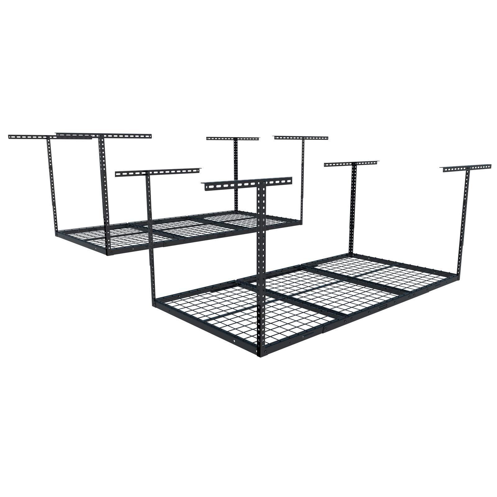 JH-Mech Heavy Gauge Cold Rolled Steel Adjustable Ceiling Storage Rack Integrated Wire Grid Design Overhead Storage Rack