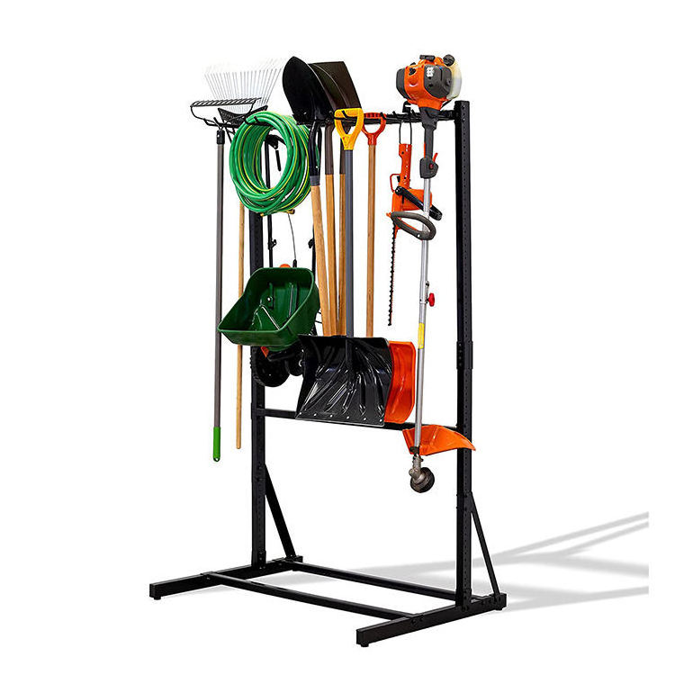 JH-Mech Freestanding Tool Storage Rack Adjustable Durable Easy Assemble Garage Floor Stand Vertically Tool Hanger Organizer