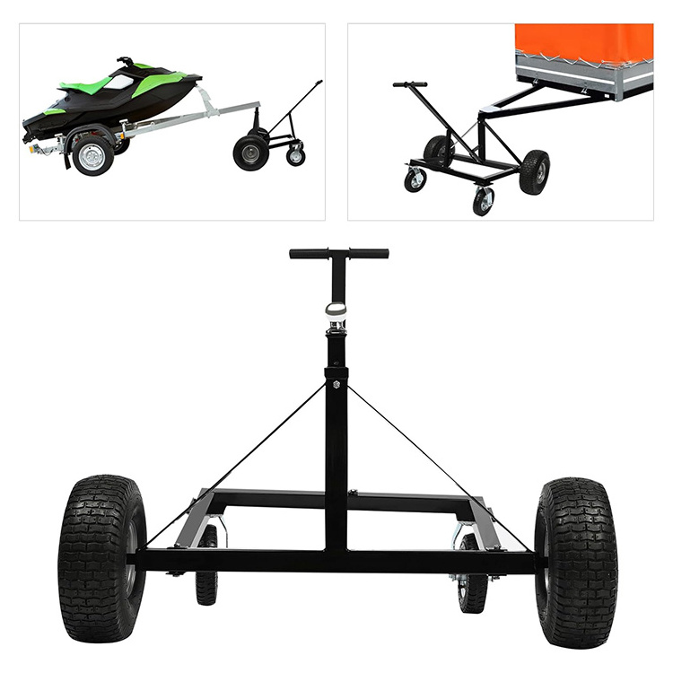 JH-Mech Anti Slip with 4 Tires Adjustable Height Tongue Weight Capacity Carry Heavy Objects Trailer Mover Dolly