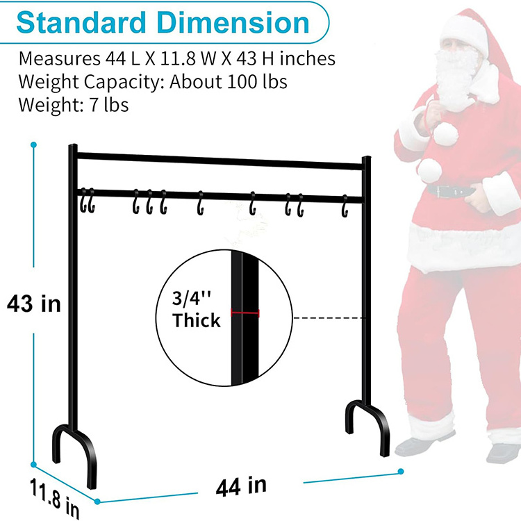 JH-Mech Multi-Purpose Utility Holiday Decor Heavy Duty Stocking Hangers Iron Metal Freestanding Christmas Stocking Holder Stand