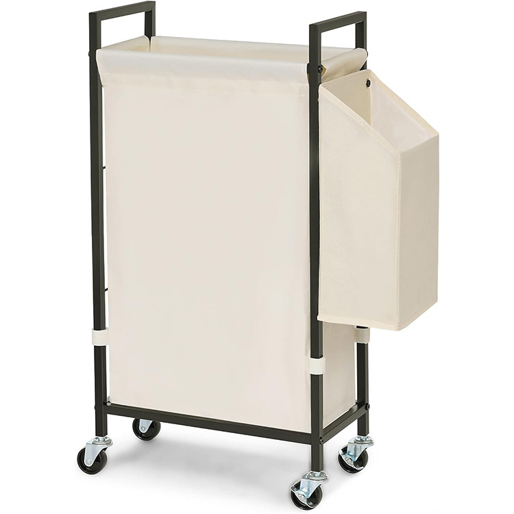 JH-Mech Laundry Hamper with Wheels and Slim Removable Oxford Liner Bag 66L Narrow Sturdy Metal Frame Laundry Sorter Rolling Cart