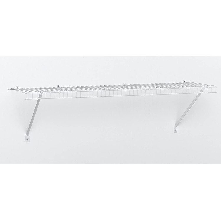 JH-Mech White 4 ft Wire Shelving System for Laundry Rooms Linen Closets or Basements Hanging Wire Shelf