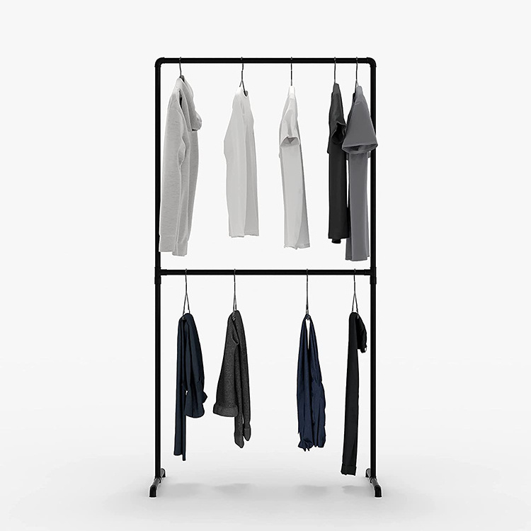 JH-Mech Industrial Design Garment Rack for Walk-In Wardrobe Freestanding Sturdy Stable and Distinctive Pipe Clothing Rack