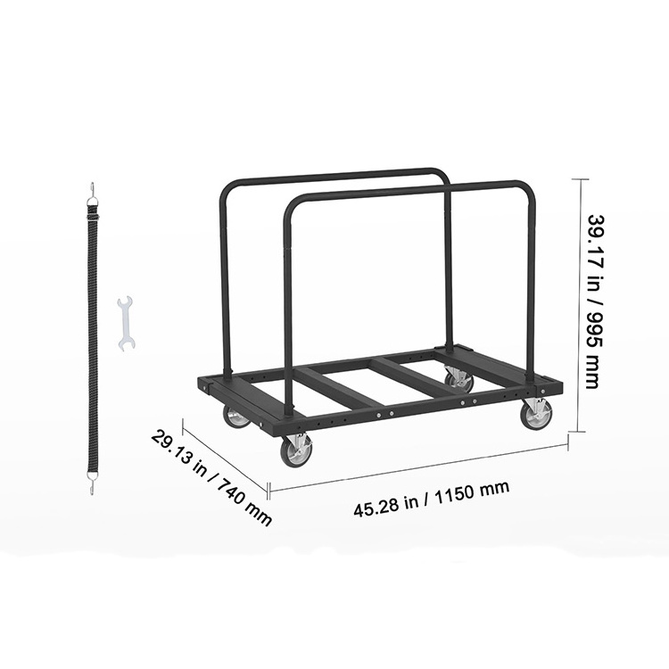 JH-Mech Metal Carrying Capacity Built to Last Silent Wheels Powder Coating Heavy Folding Table and Chair Frame Cart