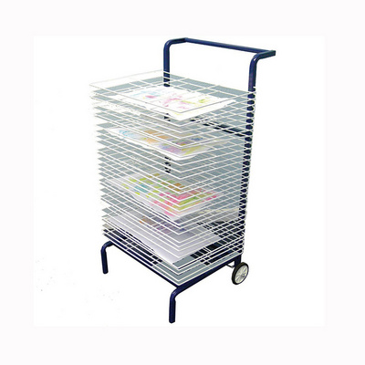 JH-Mech Drying Rack Art for Classroom Paintings Organizer Easy to Manoeuvre Powder Coating 30 Storage Shelves Art Drying Rack