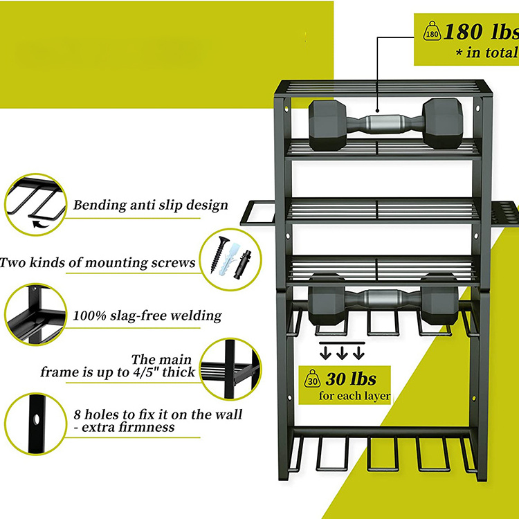 JH-Mech Large Utility Tool Shelf 8 Drill Holder Wall Mount 6 Layer Heavy Duty Metal Power Tool Organizer and Storage Rack