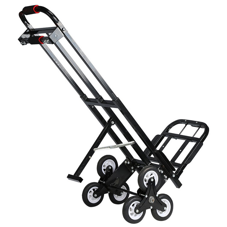 JH-Mech Folding Hand Truck Wide Application Heavy Duty Frame Enhanced Stair Climbing Cart Moving Dolly Hand Truck Trolley