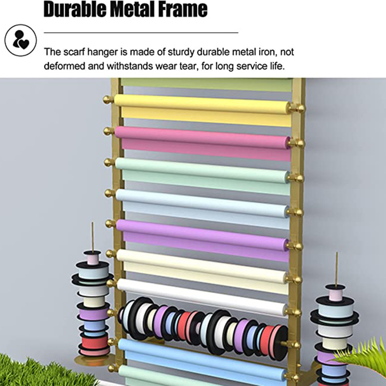 JH-Mech Scarf Stand Organizer Space Saver Silm Ribbon Rack Sturdy and Stable Wall Hanging Wrapping Metal Paper Display Racks