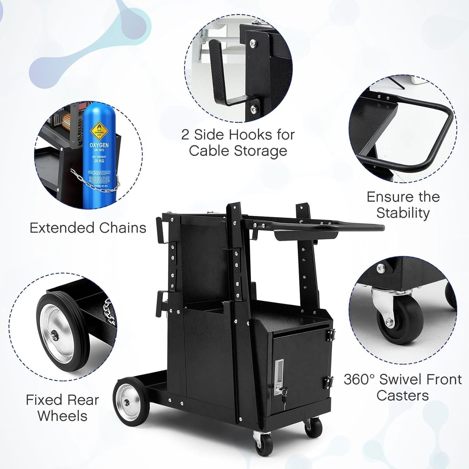 JH-Mech Rolling Welder Cart with Drawers for Transporting and Storing Welders Metal Welding Cart with Drawers