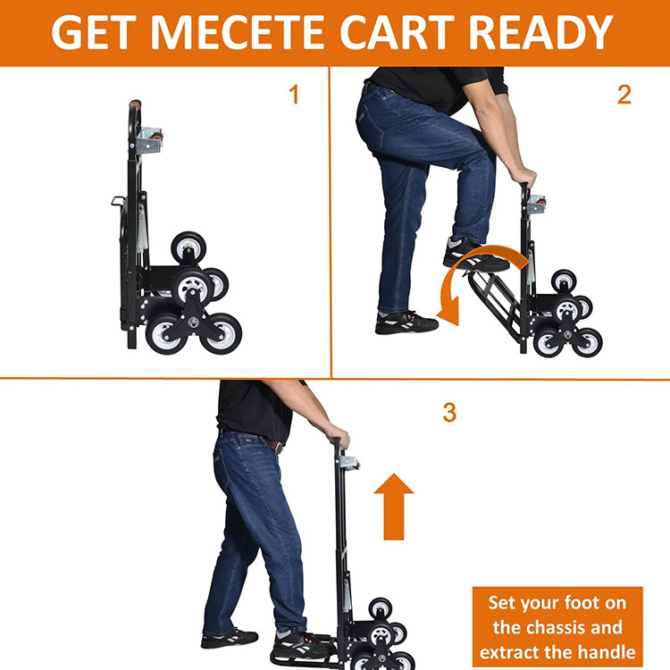 JH-Mech Folding Hand Truck Wide Application Heavy Duty Frame Enhanced Stair Climbing Cart Moving Dolly Hand Truck Trolley