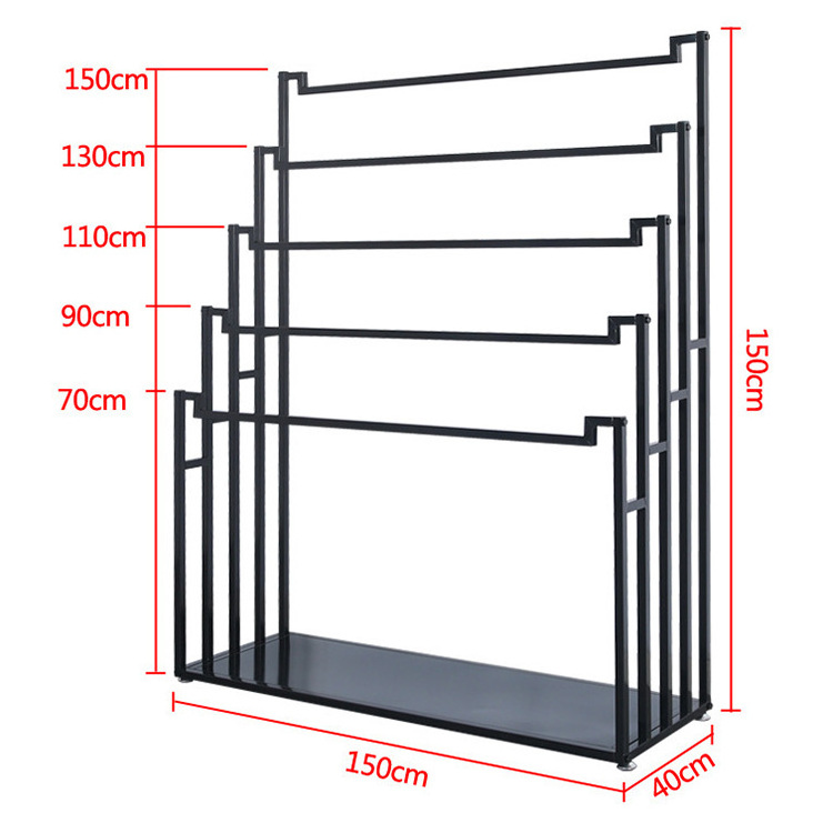 JH-Mech Popular Heavy Duty Durable Black Carbon Steel Floor Standing Carpet Hanger Display