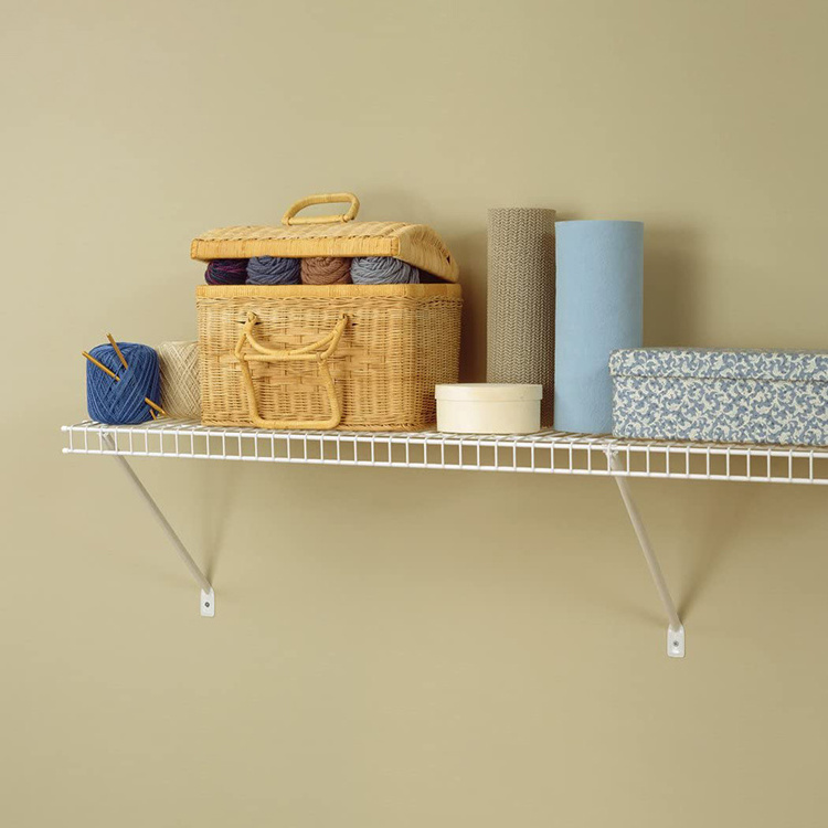 JH-Mech White 4 ft Wire Shelving System for Laundry Rooms Linen Closets or Basements Hanging Wire Shelf