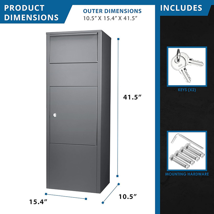 JH-Mech Parcel Mailbox with Tamper-Resistant Drop Slot and Key Lock Waterproof and Rustproof Large Parcel Drop Box Outdoor